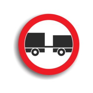Accesul interzis autovehiculelor cu remorca cu exceptia celor cu semiremorca sau cu remorca cu o osie 1