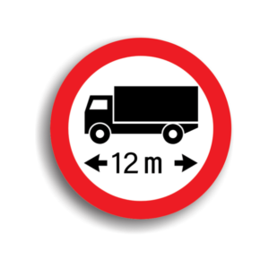Accesul interzis autovehiculelor sau ansamblurilor de vehicule cu lungimea mai mare de 12 M